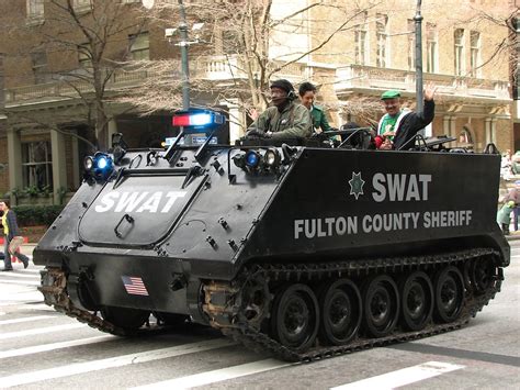 police swat  stock photo  armored swat vehicle    saint patricks day parade