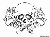 Guns Coloring Skull Flowers Pages Printable sketch template