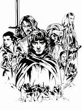 Fellowship Lord Rings Lotr Colouring Tolkien sketch template