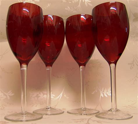 Set Of 4 Hand Blown Red Wine Glasses Uk Kitchen And Home