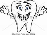 Tooth Cartoon Happy Drawing Clip Coloring Drawings Vector Teeth Clipart Illustrations Paintingvalley sketch template