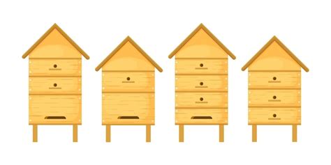 een bijenkorf een set houten bijenkorven voor honingbijen bijenhuizen gemaakt van hout  de