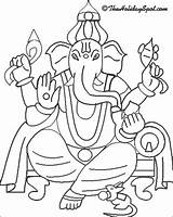 Ganesh Chaturthi Drawing Kids Ganesha Color Coloring Theholidayspot Lord Sketch Line Drawings Getdrawings sketch template
