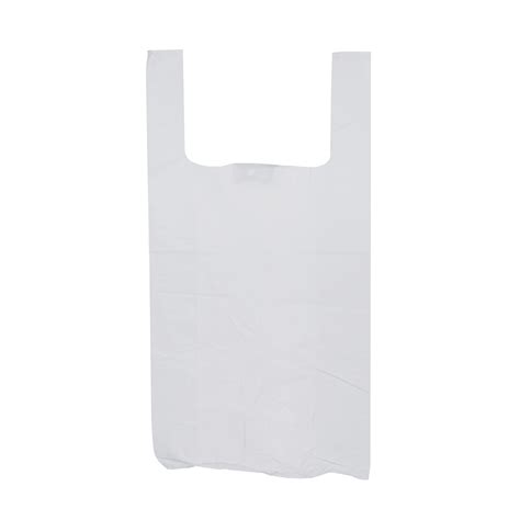 lightweight plain white plastic carrier bag  handles