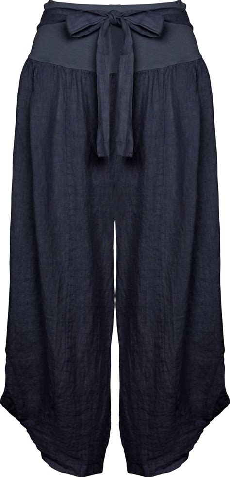 m made in italy cropped linen pants summer navy 11 32722m