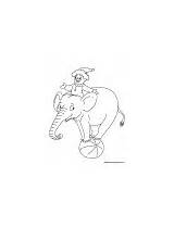 Coloring Balancing Elephant Ball Clown Circus sketch template