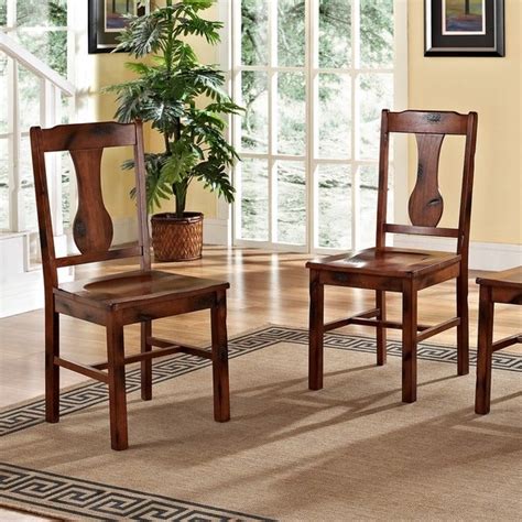 shop rustic dark oak wood dining chairs set   na  sale