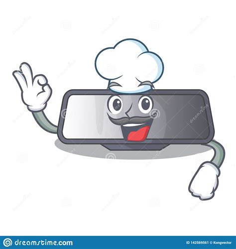 Chef Rear View Mirror In Cartoon Shape Stock Vector