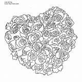 Pages Coloring Rose Detailed Printable Heart Roses Color Hearts Valentine Flower Adults Sheets Mandala Template Kids Print sketch template
