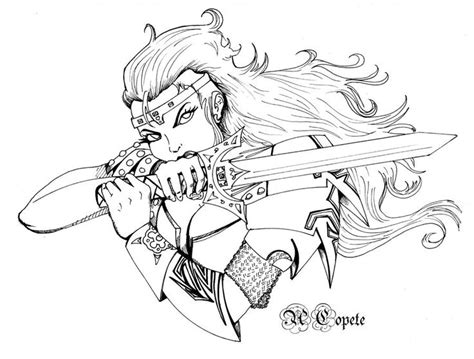 warrior woman fantasy warrior coloring pages fantasy