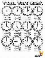 Minute Clocks Math Colouring sketch template