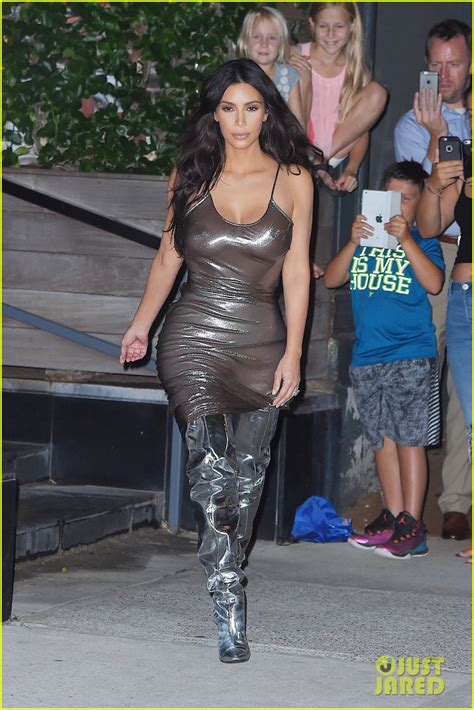 kim kardashian wears shiny skin tight dress for kanye west s second msg