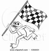 Checkered Flag Coloring Frog Running Race Cartoon Illustration Royalty Clipart Perera Lal Vector Template sketch template
