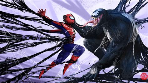 Download 1920x1080 Wallpaper Spiderman Vs Venom Artwork