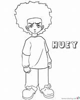 Boondocks Coloring Huey Pages Lineart Printable Color Print Kids sketch template