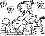 Coloring Kids Pages Helping Each Other Watering Spring Library Clipart Plant sketch template