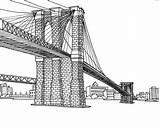 York Coloring Brooklyn Pages Bridge Adult Pont City Drawing Printable Coloriage Adults Buildings Brooklin Coloriages Dessin Color Architecture Imprimer Skyline sketch template