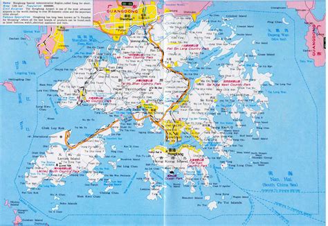 maps  hong kong detailed map  hong kong  english tourist map  hong kong road map