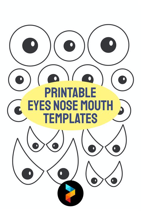 eye chart   words printable eyes nose mouth templates  blue
