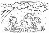 Rain Coloring Regen Pioggia Spielen Herfst Kleurplaat Lluvia Giocano Bambini Che Jonge Geitjes Spelen Puddle Arcobaleno Disegni Colorare Wet Pluie sketch template