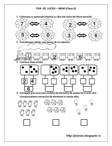 fise de lucru mem matematica clasa pregatitoare multimi comparari