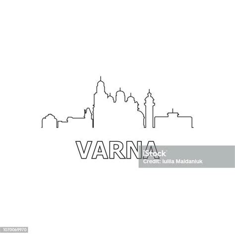cakrawala varna dan ikon vektor hitam siluet landmark panorama varna