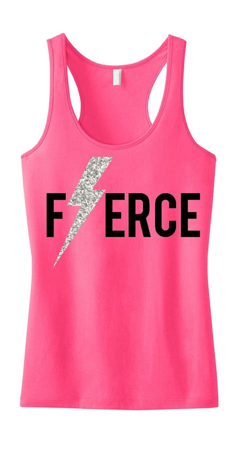 A Women S Pink Tank Top With The Word Fierce Printed In Black On It