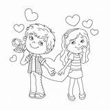 Coloring Pages Boy Girl Kissing Outline Hearts Cartoon Girls School Getcolorings Getdrawings Colorings sketch template