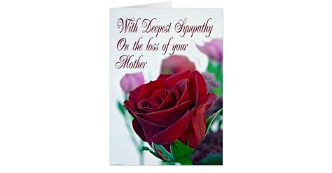 sympathy on loss of mother with a red rose card zazzle