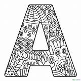 Coloring Mandalas Malvorlagen Buchstaben Abecedario Alfabeto Vector Ausmalen Adultos Zentangle Drus sketch template