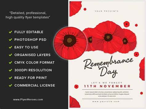 remembrance day  flyer template flyerheroes