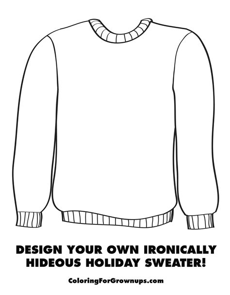 holiday sweater coloring page funny christmas images sketch colori