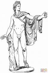 Greek Statua Apolo Roman Supercoloring Stampare Myths Openclipart Sculture Goddesses Dio Colorate Statues sketch template