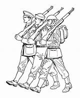 Coloring Pages Soldier Army Soldiers Drawing Parade Forces Armed Confederate British Military Marching March Para Easy German Alone Saluting Do sketch template