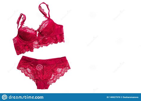 woman`s sexual red lingerie isolated on white background