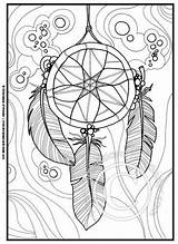 Coloring Native Pages American Printable Feather Dream Catcher Adults Print Color Dreamcatcher Adult Colouring Mandala Indian Sheets Drawing Printables Feathers sketch template