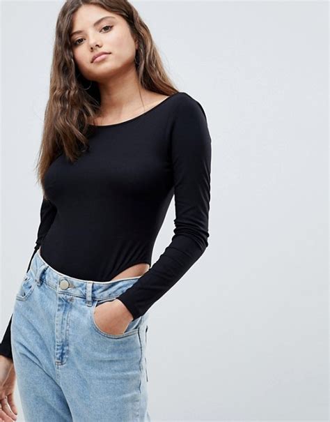 asos scoop back body with long sleeves and super 80s high leg asos