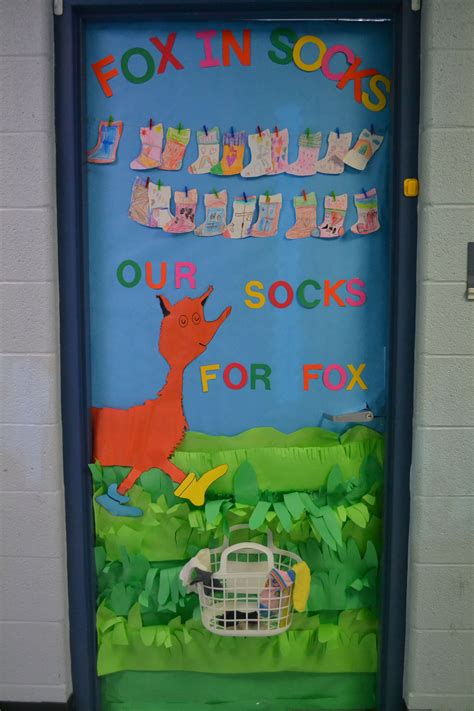fox  socks door decorations theme school doors