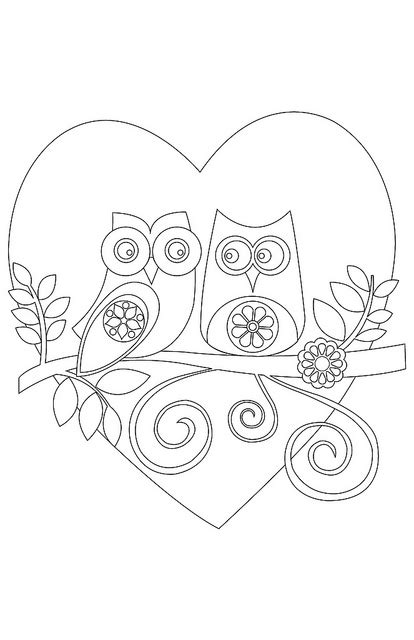coloring page world owl love portraits