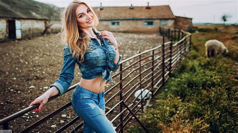 wallpaper fence evgeny freyer jeans farm long hair blonde women