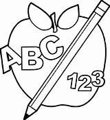 Abc Coloring 123 Pages School Apple Clipart Back Kindergarten Pencil Blocks Printable Drawing Alphabet Kids Colouring Preschool Color Worksheets Discover sketch template
