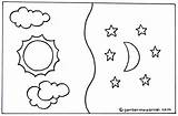 Mewarnai Bulan Matahari Bintang Alam Semesta Kegiatan Lembar Papan sketch template