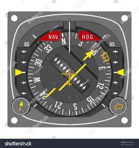 aircraft gauge horizontal situation indicator navigation instrument  dashboard isolated