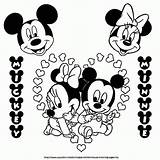 Mickey Minnie Mouse Coloring Baby Pages Drawing Disney Printable Kissing Clipart Kids Silhouette Outline Clip Face Easy Christmas Color Head sketch template