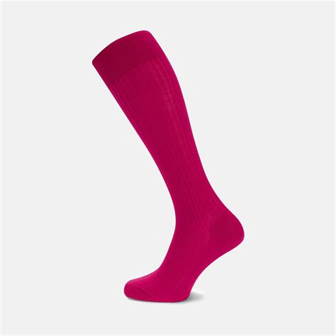 Hot Pink Long Cotton Socks Turnbull And Asser