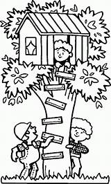 Coloring Tree House Pages Print Clipart Color Spending Summertime Library Clip sketch template