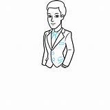 Suit Man Drawing Step Draw Easy sketch template