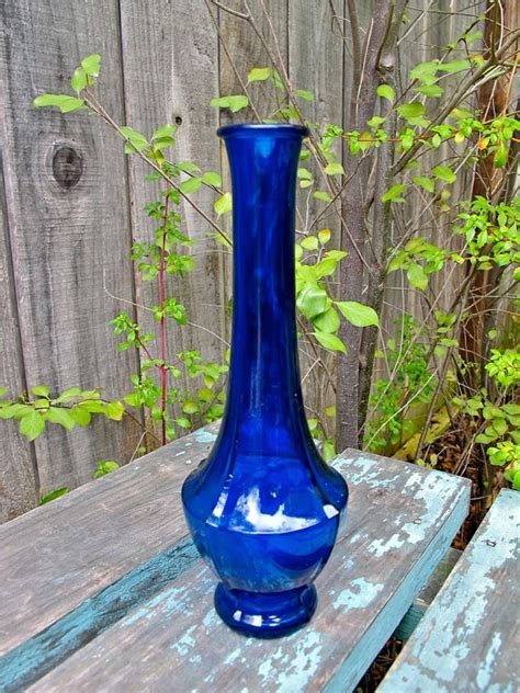 Vintage Cobalt Vase Cobalt Blue Glass Art Deco Style Vase Etsy Blue