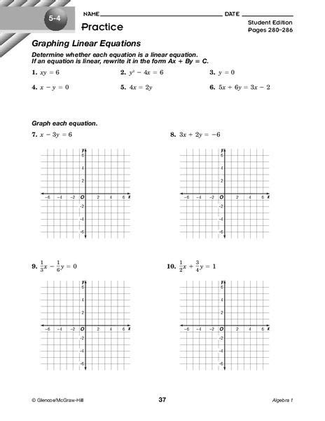 linear equations  graphs worksheets   graphing linear