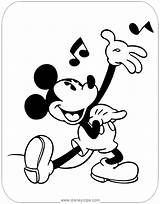 Mickey Coloring Classic Pages Mouse Singing Disney sketch template